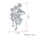 Silver Tone Ribbon Bow Openwork Crystal Metal Brooch Pin view 2