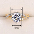 Classic Four Prong Faux Zircon Micro Pave Ring Double Row Two Tone Twisted Arm Engagement Ring view 4