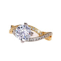 Classic Four Prong Faux Zircon Micro Pave Ring Double Row Two Tone Twisted Arm Engagement Ring view 5