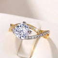Classic Four Prong Faux Zircon Micro Pave Ring Double Row Two Tone Twisted Arm Engagement Ring view 2