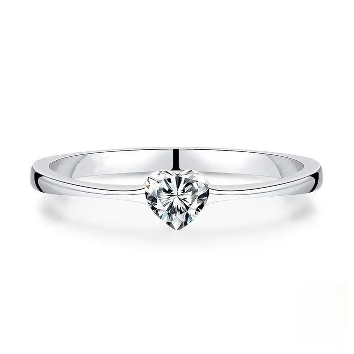 Sparkling Heart Couple Ring For Proposal Wedding Ceremony Elegant Heart Shape Ring For Women