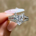 European Sweet Double Layer Heart Engagement Party Ring Fashion Romantic Finger Jewelry view 2