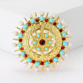 Alloy Turquoise Sunflower Brooch Pin For Dresses And Suits view 1