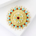 Alloy Turquoise Sunflower Brooch Pin For Dresses And Suits view 2