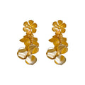 Light Luxury Metal Flower Tassel Drop Earrings With Silver Pins Long Floral Fashion Ear Jewelry view 5