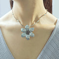 New Chinese Style Silver Five Petal Flower Pendant Necklace Vintage Punk Distressed Choker view 3