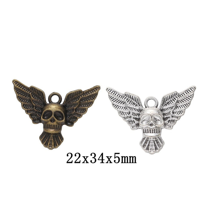 Zinc Alloy Winged Skull Charm Pendant No.776577 for DIY Necklace Bracelet Jewelry Making