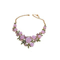 Floral Leaf Rhinestone Faux Pearl Necklace Jewelry Set Pastoral Style Sweet Collarbone Chain view 5