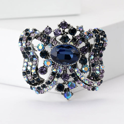 Crystal Glass Alloy Brooch Pin For Dress And Coat Decoration