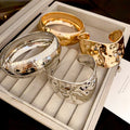 Irregular Smooth Metal Bangle European American Minimalist Statement Cuff Bracelet view 1