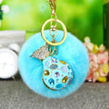 Jeweled Fortune Pouch Plush Pom Pom Keychains in Five Colors view 2