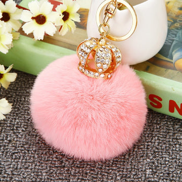 Crown Rabbit and Flower Plush Pom Pom Keychains in Eleven Options