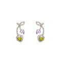 Elegant Korean Bowknot Vine Heart Zircon Rhinestone Crystal Silver Needle Statement Stud Earrings view 5