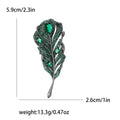 Copper Zircon Feather Brooch Pin For Elegant Luxury Apparel view 4