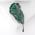 Copper Zircon Feather Brooch Pin For Elegant Luxury Apparel view 3
