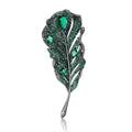 Copper Zircon Feather Brooch Pin For Elegant Luxury Apparel view 5