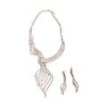 Light Luxury Alloy Leaf Rhinestone Necklace Jewelry Set For Women Elegant Collarbone Chain view 5