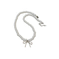 French Vintage Faux Pearl Beaded Flower Bow Necklace Elegant Light Luxury Collarbone Chain view 5