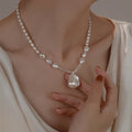 French Vintage Faux Pearl Beaded Flower Bow Necklace Elegant Light Luxury Collarbone Chain view 3