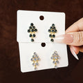 Elegant Black Rhinestone Diamond Shape Tassel Stud Earrings For Women Gold Alloy French Luxury Earrings view 1