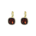 French Vintage Red Square Crystal Rhinestone Gold Alloy Elegant Luxury Leverback Drop Earrings view 5
