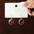 French Vintage Red Square Crystal Rhinestone Gold Alloy Elegant Luxury Leverback Drop Earrings view 4