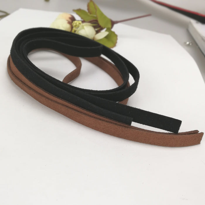 8x1.5mm Faux Leather Flat Cord, Double-Sided Suede, 1m