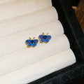 Alloy Butterfly Stud Earrings With Silver Posts Enamel Rhinestone Forest Sweet Design view 4