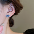 Alloy Butterfly Stud Earrings With Silver Posts Enamel Rhinestone Forest Sweet Design view 3