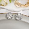 Elegant Silver Needle Square Bowknot Zircon Rhinestone Studs, Korean Minimal Luxury Women's Earrings view 4