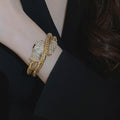 Luxury Alloy Rhinestone Coiled Snake Necklace For Women European Style Collarbone Choker view 3