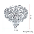 White Silver Tone Heart Crystal Metal Brooch Pin for Jackets and Lapels view 2