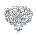 White Silver Tone Heart Crystal Metal Brooch Pin for Jackets and Lapels view 1