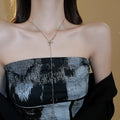 Copper Twisted Rope Knot Geometric Sweater Necklace Minimalist Fashion Collarbone Chain view 1