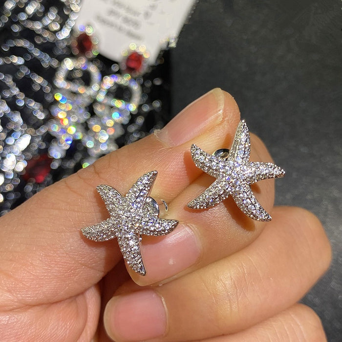 Starfish Stud Earrings For Women European Ocean Style Minimalist Cute Star Ear Jewelry