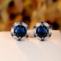 High End Fashion Round Zircon Stud Earrings, Luxury Crystal Women's Versatile Ear Jewelry view 2