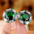 High End Fashion Round Zircon Stud Earrings, Luxury Crystal Women's Versatile Ear Jewelry view 4