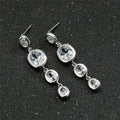 Korean Japanese Oval Geometric Stud Earrings With Zircon Tassel Look Sweet Fresh Women Jewelry view 3