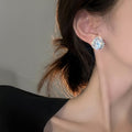 Sparkling Full Rhinestone Flower Stud Earrings For Women Unique Rose Design Luxury Ear Jewelry view 4