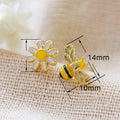 Asymmetric Daisy Bee Stud Earrings For Women, Minimal Fresh Korean Style Fashion Ear Jewelry view 5