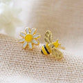Asymmetric Daisy Bee Stud Earrings For Women, Minimal Fresh Korean Style Fashion Ear Jewelry view 2
