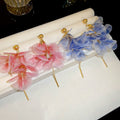 Alloy Flower Mesh Tassel Drop Earrings Korean Sweet Vacation Style Feminine Floral Jewelry view 2