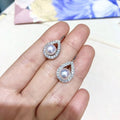 Sparkling Water Drop Faux Pearl Ear Hook Earrings Korean Style Versatile Fashion Jewelry view 3