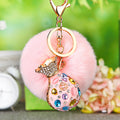 Jeweled Fortune Pouch Plush Pom Pom Keychains in Five Colors view 9