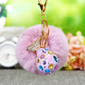 Jeweled Fortune Pouch Plush Pom Pom Keychains in Five Colors view 7