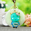 Jeweled Cow Plush Pom Pom Keychains in Five Pictured Colors view 9