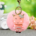 Jeweled Cow Plush Pom Pom Keychains in Five Pictured Colors view 8