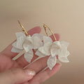 Chic Resin Flower Hoop Earrings With Silver Pins Vintage Elegant Minimalist Jewelry view 3