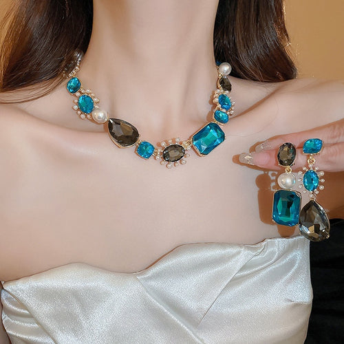Elegant Geometric Rhinestone Faux Pearl Tassel Drop Earrings With Silver Pins Vintage Style