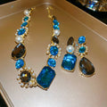 Elegant Geometric Rhinestone Faux Pearl Tassel Drop Earrings With Silver Pins Vintage Style view 1